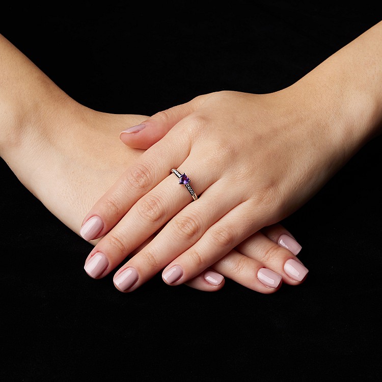 Inel cadou din Aur sau Platina cu Ametist si Diamante - model i122866