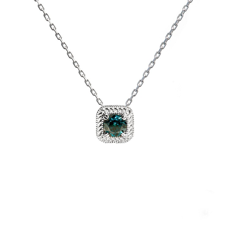 Pandantiv Vintage din Aur cu Diamant Albastru Rotund - model pan122341
