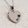 Pandantiv Inima din Aur sau Platina cu Diamant Albastru si Gravura Laser - model pan1614