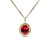 Pandantiv Anturaj din Aur Galben 18K cu Rubin Oval Lab Grown si Diamante - model pan4676