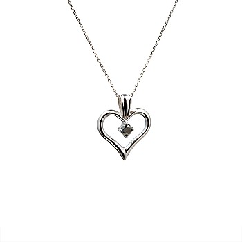Pandantiv Inima din Aur sau Platina cu Diamant Negru - model pan867