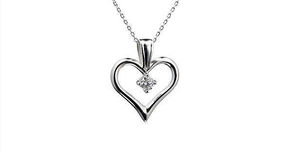 Pandantiv Inima din Aur Alb 14k cu Diamant - Model pan867 | Bijuterii ...