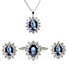 Set Complet Kate Middleton Inel Cercei si Pandantiv din Aur cu Safire si Diamante Naturale - model set055