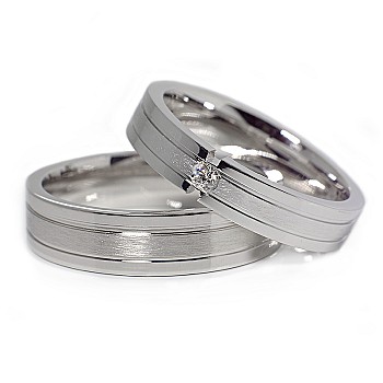 Verighete Moderne din Aur 18k cu Diamant - model v044