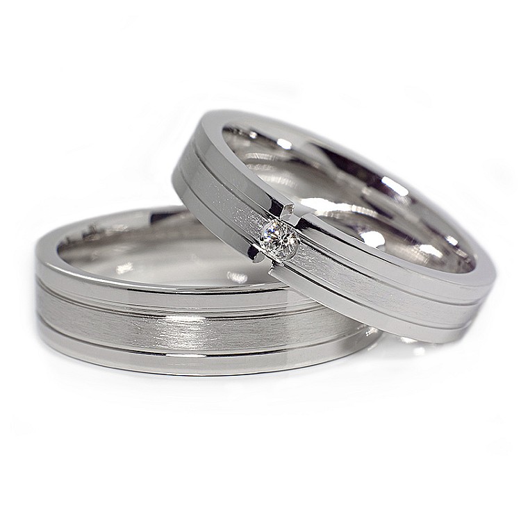 Verighete Moderne din Aur 18k cu Diamant - model v044