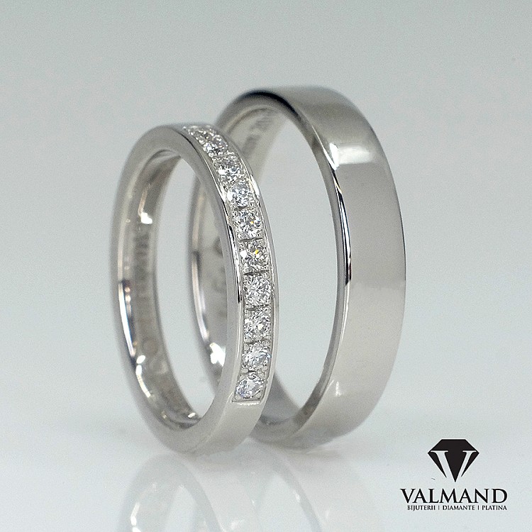 Verighete din Aur 18k sau Platina cu Diamante - model v067