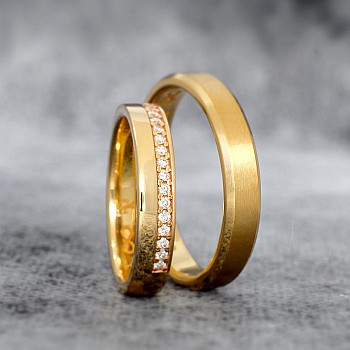 Verighete Clasice din Aur 18k sau Platina cu Diamante - model v0803