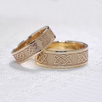 Verighete din Aur 18k sau Platina cu Model Laser Celtic Knot - model v1201
