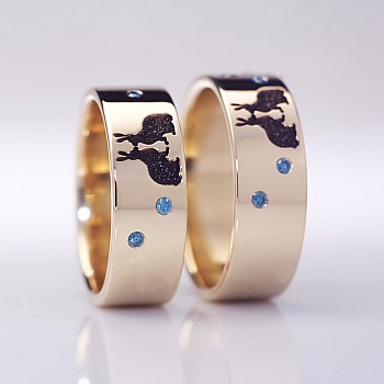 Verighete din Aur 18k sau Platina cu Diamante Model Rabbit - model v1252