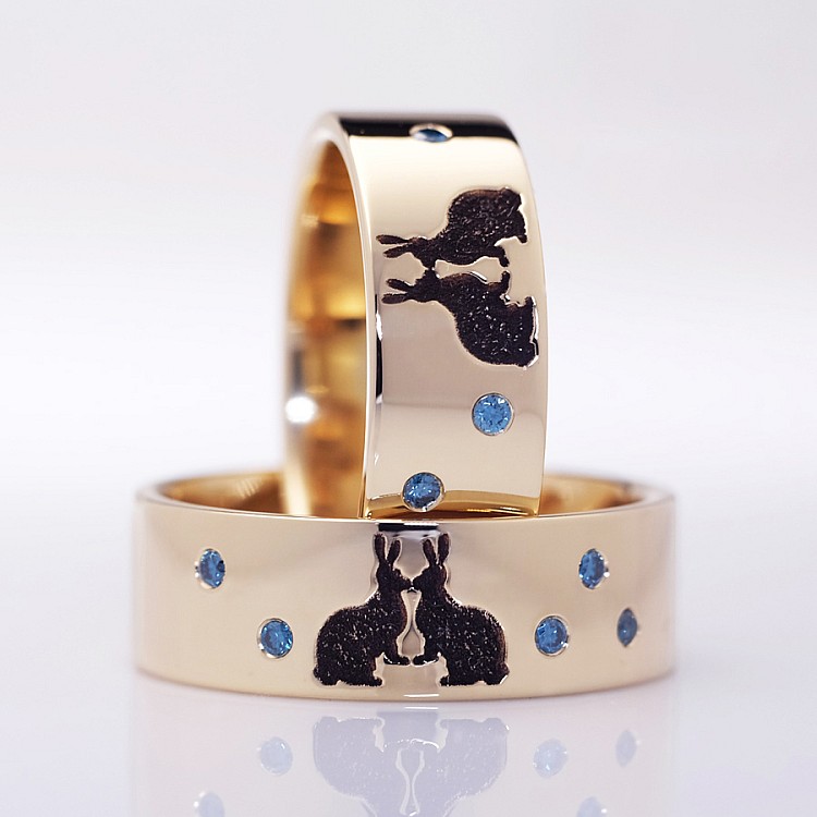 Verighete din Aur 18k sau Platina cu Diamante Model Rabbit - model v1252