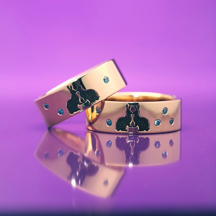 Verighete din Aur 18k sau Platina cu Diamante Model Rabbit - model v1252