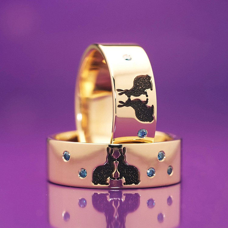 Verighete din Aur 18k sau Platina cu Diamante Model Rabbit - model v1252