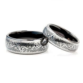 Verighete din Tungsten Tratat PVD cu Gravura Laser Model Venetian - model v126