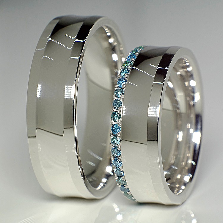 Verighete din Aur 18k cu Diamante Albastre - model v127