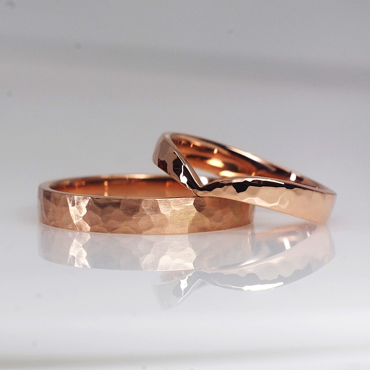 Verighete Vintage din Aur 18k sau Platina Finisaj Hammer - model v1318