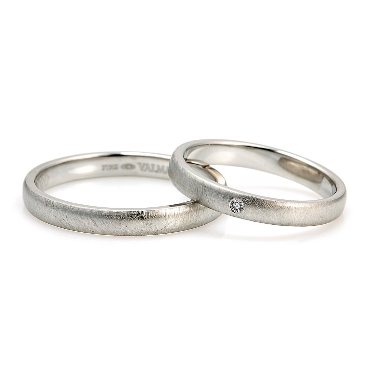 Verighete din Aur 18k sau Platina cu Diamant si Finizaj Mat Gheata - model v134