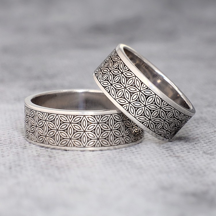 Verighete din Aur 18k sau Platina cu Model Floarea Vietii - model v142