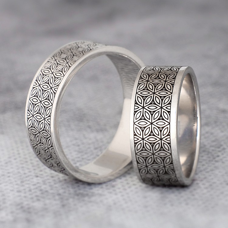 Verighete din Aur 18k sau Platina cu Model Floarea Vietii - model v142