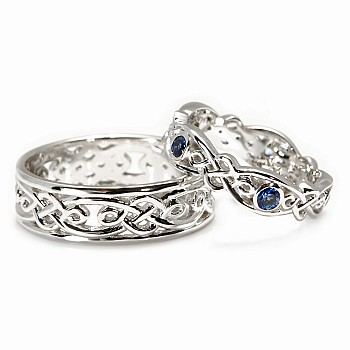 Verighete Nod Celtic din Aur 18k sau Platina cu Safire - model v1542