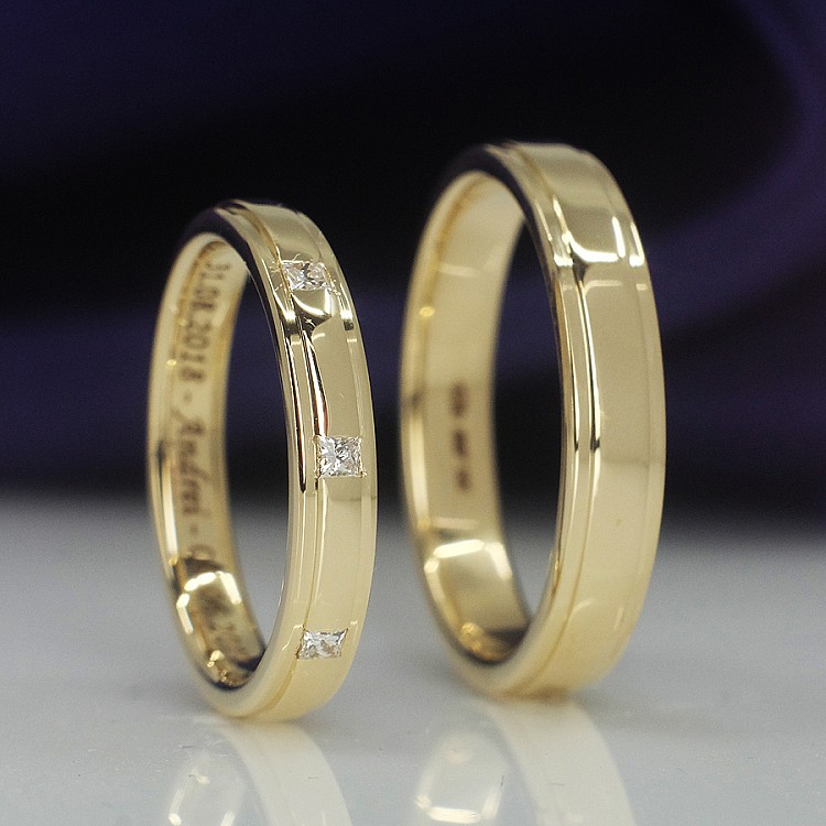 Verighete din Aur 18k sau Platina cu Diamante - model v159