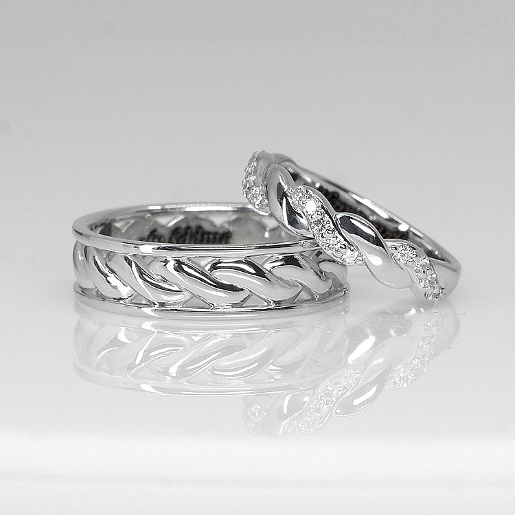 Verighete din Aur 18k sau Platina cu Diamante Model Sfoara - model v1622