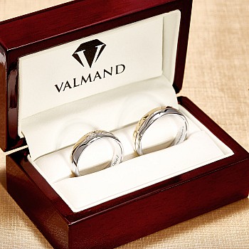 Verighete din Aur 18k Bicolore cu Diamante Incolore - model v172.2