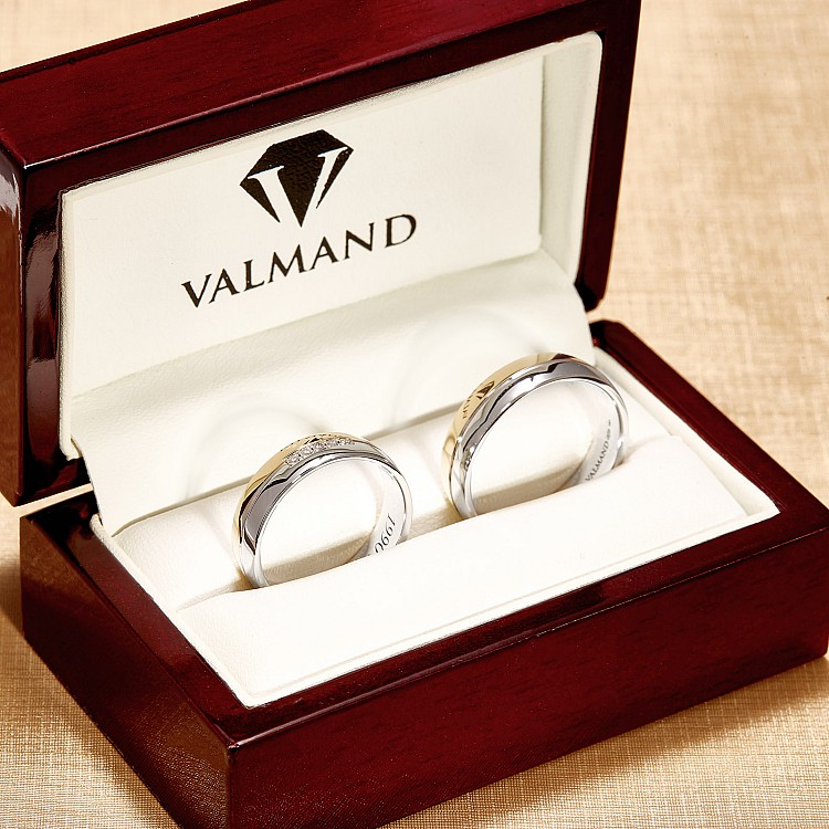 Verighete din Aur 18k Bicolore cu Diamante Incolore - model v172.2
