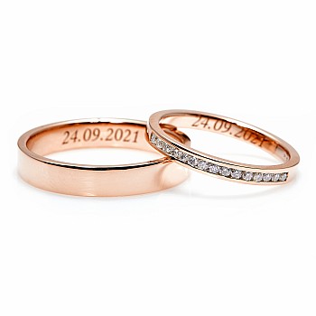 Verighete din Aur 18k sau Platina cu Diamante - model v185.2