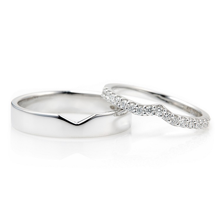 Verighete din Aur 18k sau Platina cu Diamante - model v211