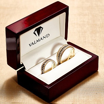 Verighete din Aur 18k sau Platina cu Diamante Incolore si Negre - model v225.2