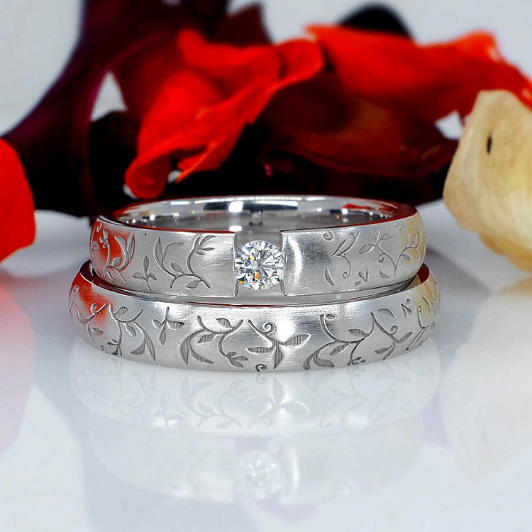 Verighete din Aur 18k sau Platina cu Diamant - model v229