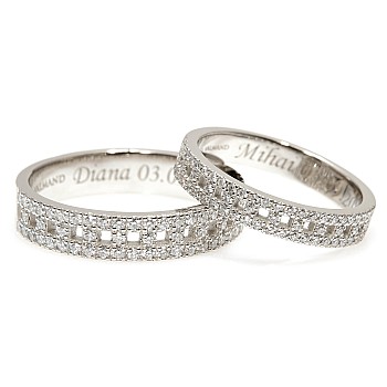 Verighete din Aur 18k sau Platina cu Diamante - model v2886