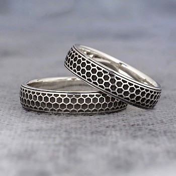 Verighete din Aur 18k sau Platina Model Honeycomb - model v365