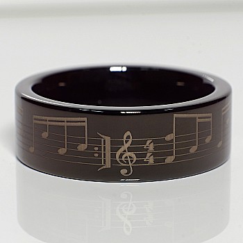 Verighete din Tungsten Tratat PVD cu Gravura Laser - model v702