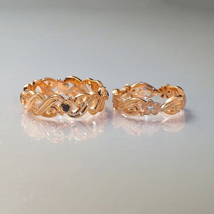 Verighete 3D din Aur 18k cu Diamante - model v973