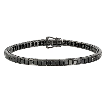 Bratara tennis din Aur negru si Diamante negre princess - model br2318