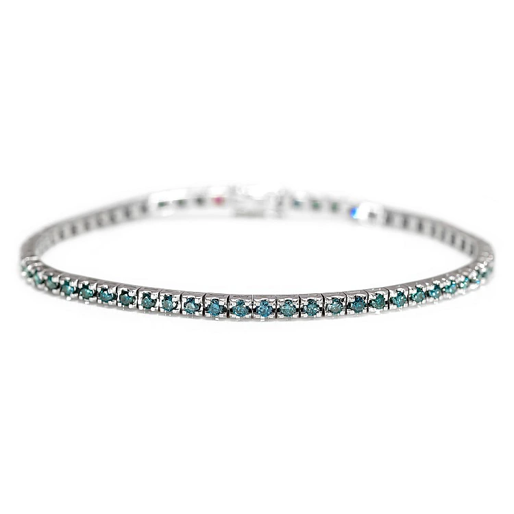 Bratara tennis din Aur cu Diamante Albastre 2.20ct - model br2694
