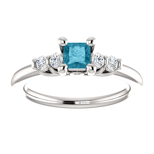 Inel de logodna din Aur 18k sau Platina cu Diamant Albastru si Diamante - model i122543