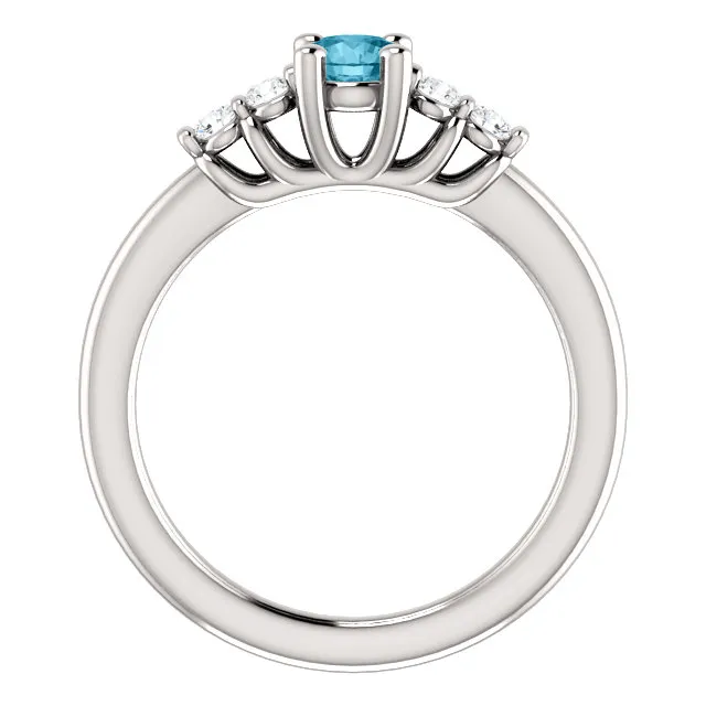 Inel de logodna din Aur 18k sau Platina cu Diamant Albastru si Diamante - model i122543