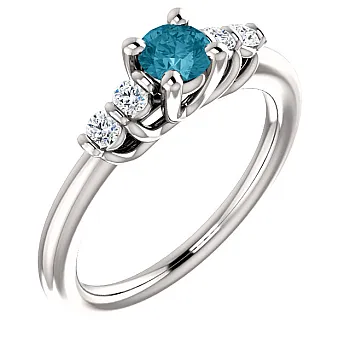 Inel de logodna din Aur 18k sau Platina cu Diamant Albastru si Diamante - model i122543