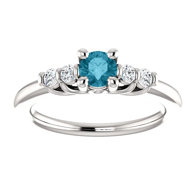 Inel de logodna din Aur 18k sau Platina cu Diamant Albastru si Diamante - model i122543