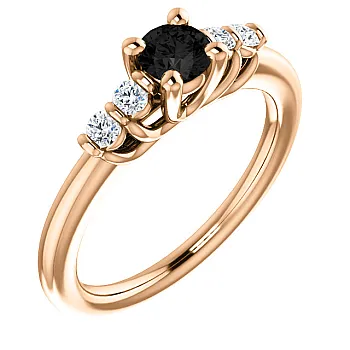 Inel de logodna din Aur 18k sau Platina cu Diamant Negru si Diamante - model i122543