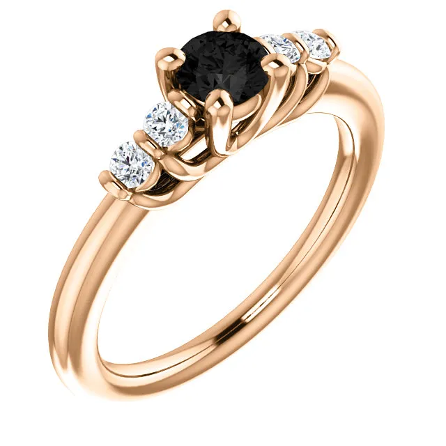 Inel de logodna din Aur 18k sau Platina cu Diamant Negru si Diamante - model i122543