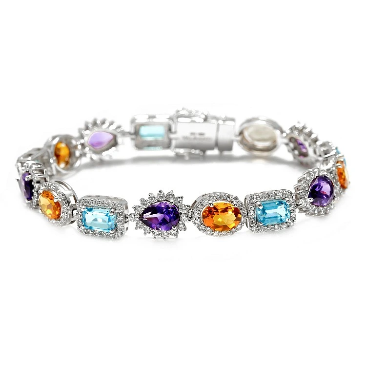 Bratara Fashion din Aur cu Pietre Colorate, Topaz Ametist Citrin si Diamante - model br3899