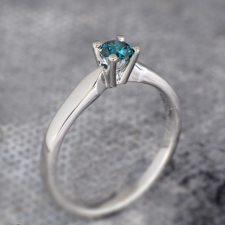 Inel de logodna din Aur 18k sau Platina cu Diamant Albastru 0.15ct - 0.25ct - model i004