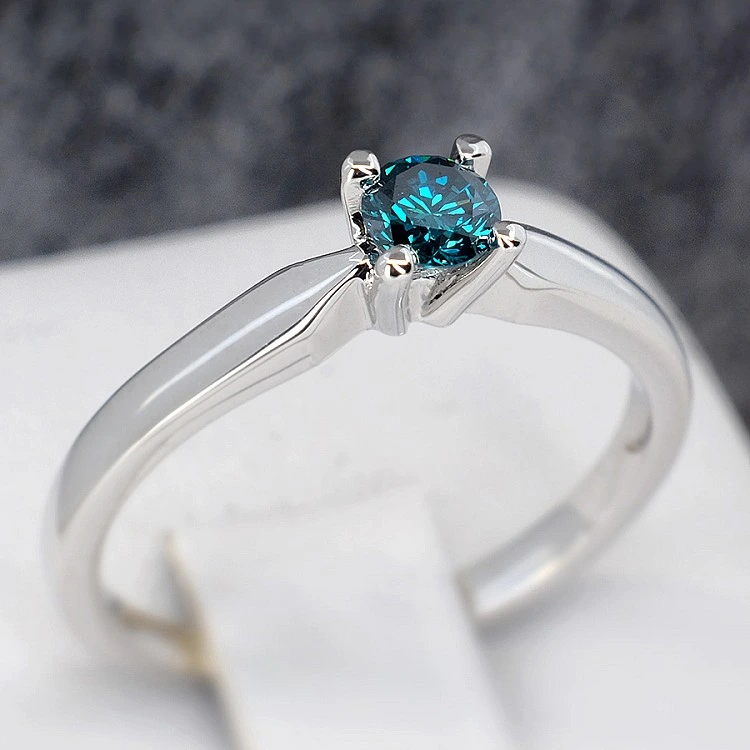 Inel de logodna din Aur 18k sau Platina cu Diamant Albastru 0.15ct - 0.25ct - model i004