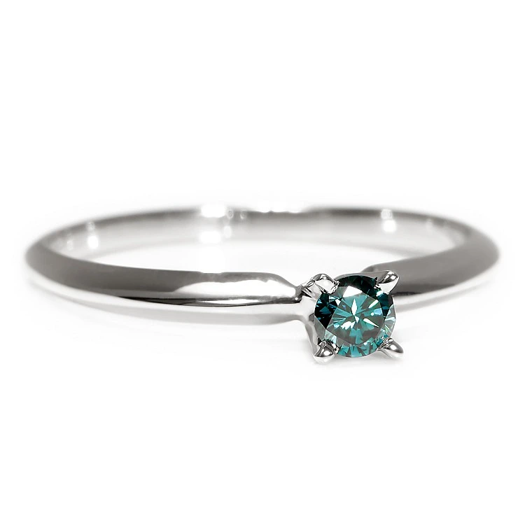 Inel de logodna clasic din Aur 18k sau Platina cu Diamant Albastru 0.15ct - 0.25ct - model i007