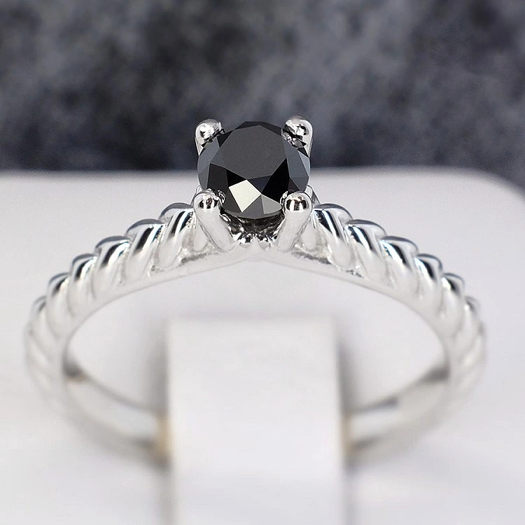 Inel de logodna sfoara din Aur 18k sau Platina cu Diamant Negru 0.33ct - 0.85ct - model i1220471