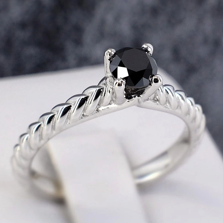 Inel de logodna sfoara din Aur 18k sau Platina cu Diamant Negru 0.33ct - 0.85ct - model i1220471
