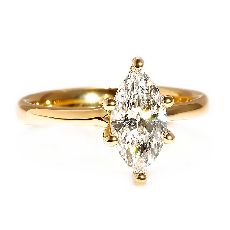 Inel de logodna din Aur 18K cu Diamant Marquise Certificat GIA - model i122118